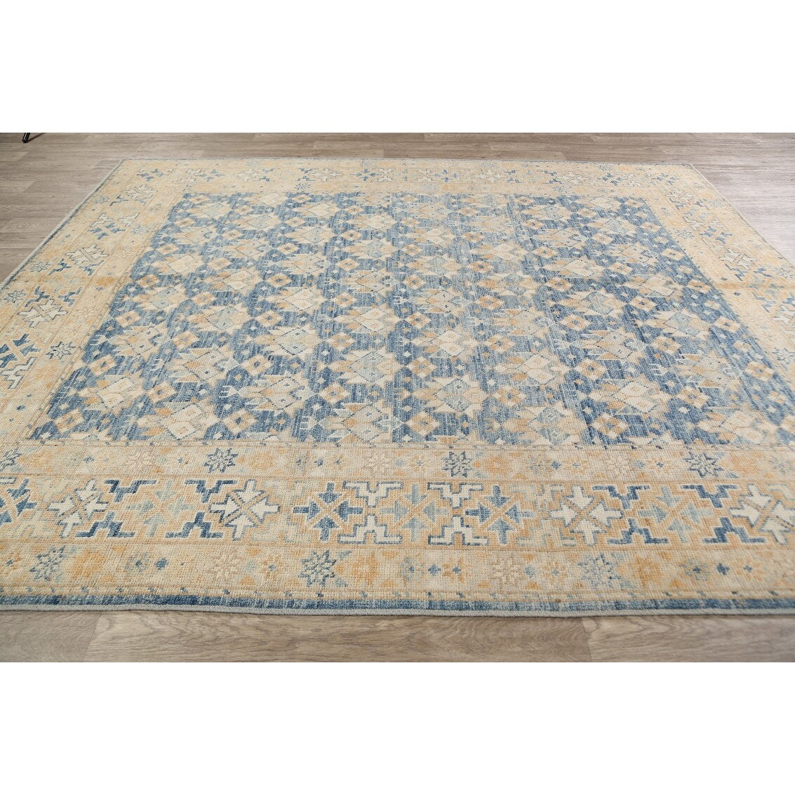 Vegetable Dye Geometric Oriental Khotan Wool Area Rug Hand-knotted - 8'5" x 10'1"
