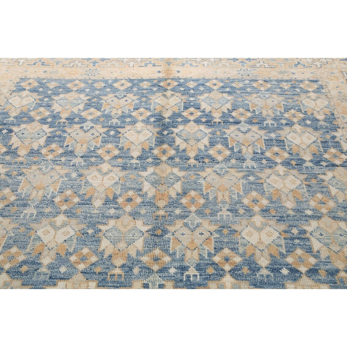 Vegetable Dye Geometric Oriental Khotan Wool Area Rug Hand-knotted - 8'5" x 10'1"