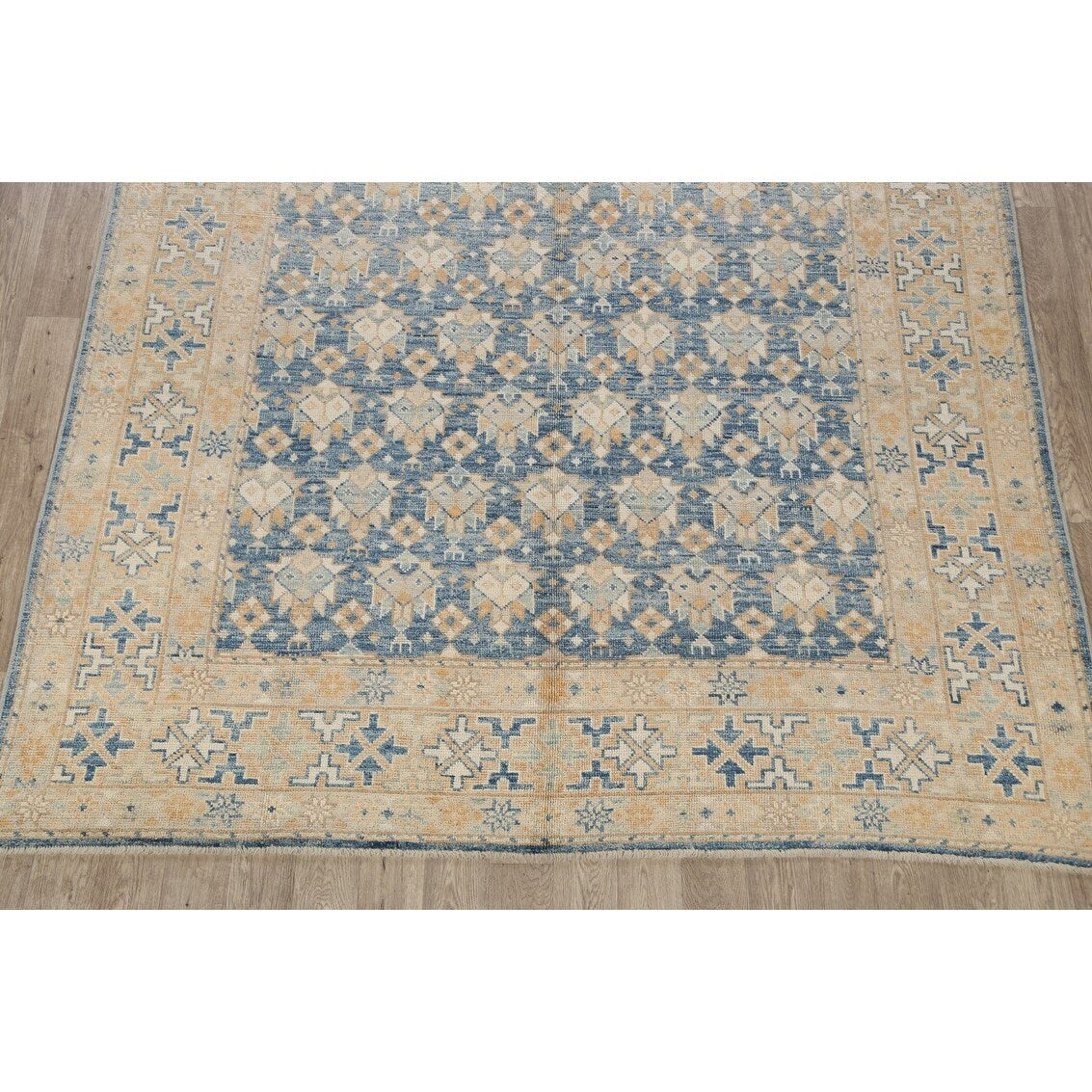 Vegetable Dye Geometric Oriental Khotan Wool Area Rug Hand-knotted - 8'5" x 10'1"