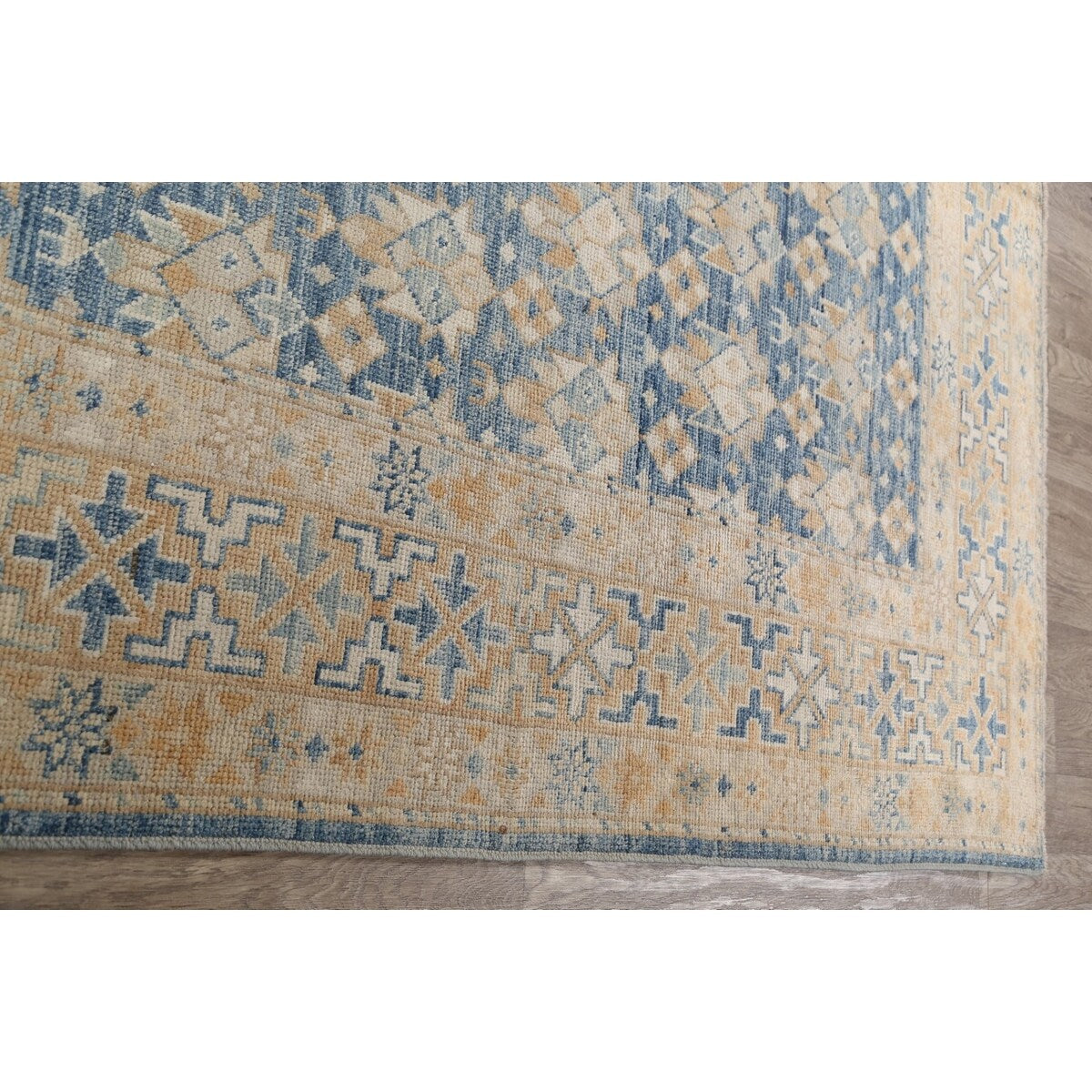 Vegetable Dye Geometric Oriental Khotan Wool Area Rug Hand-knotted - 8'5" x 10'1"