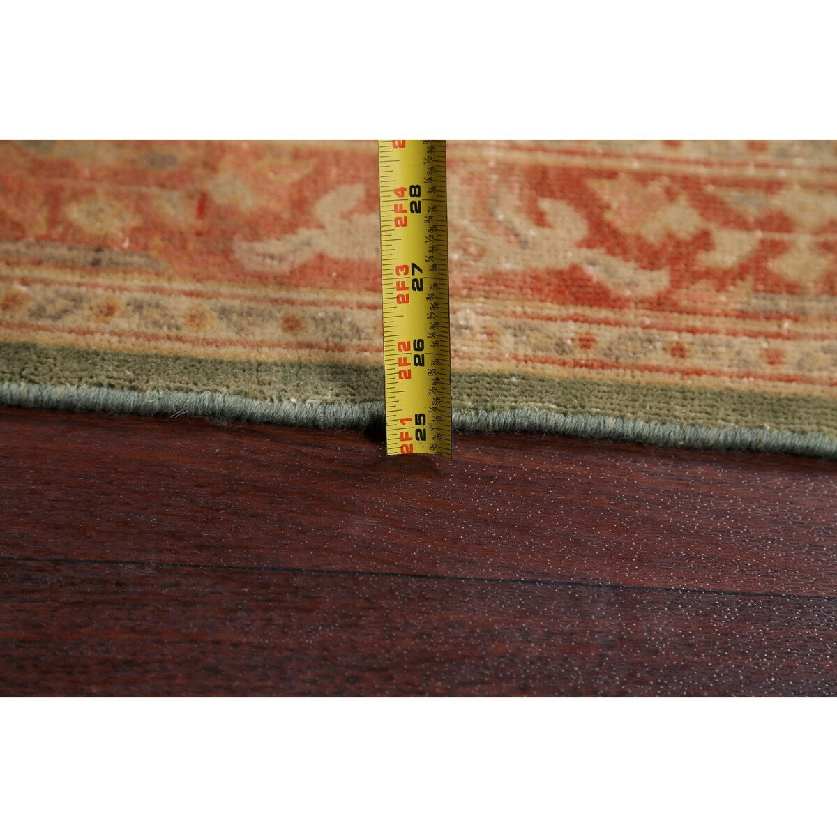 Vegetable Dye Green Floral Oushak Oriental Runner Rug Wool Handmade - 2'8" x 9'9"