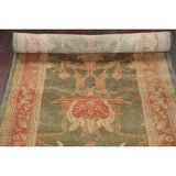 Vegetable Dye Green Floral Oushak Oriental Runner Rug Wool Handmade - 2'8" x 9'9"