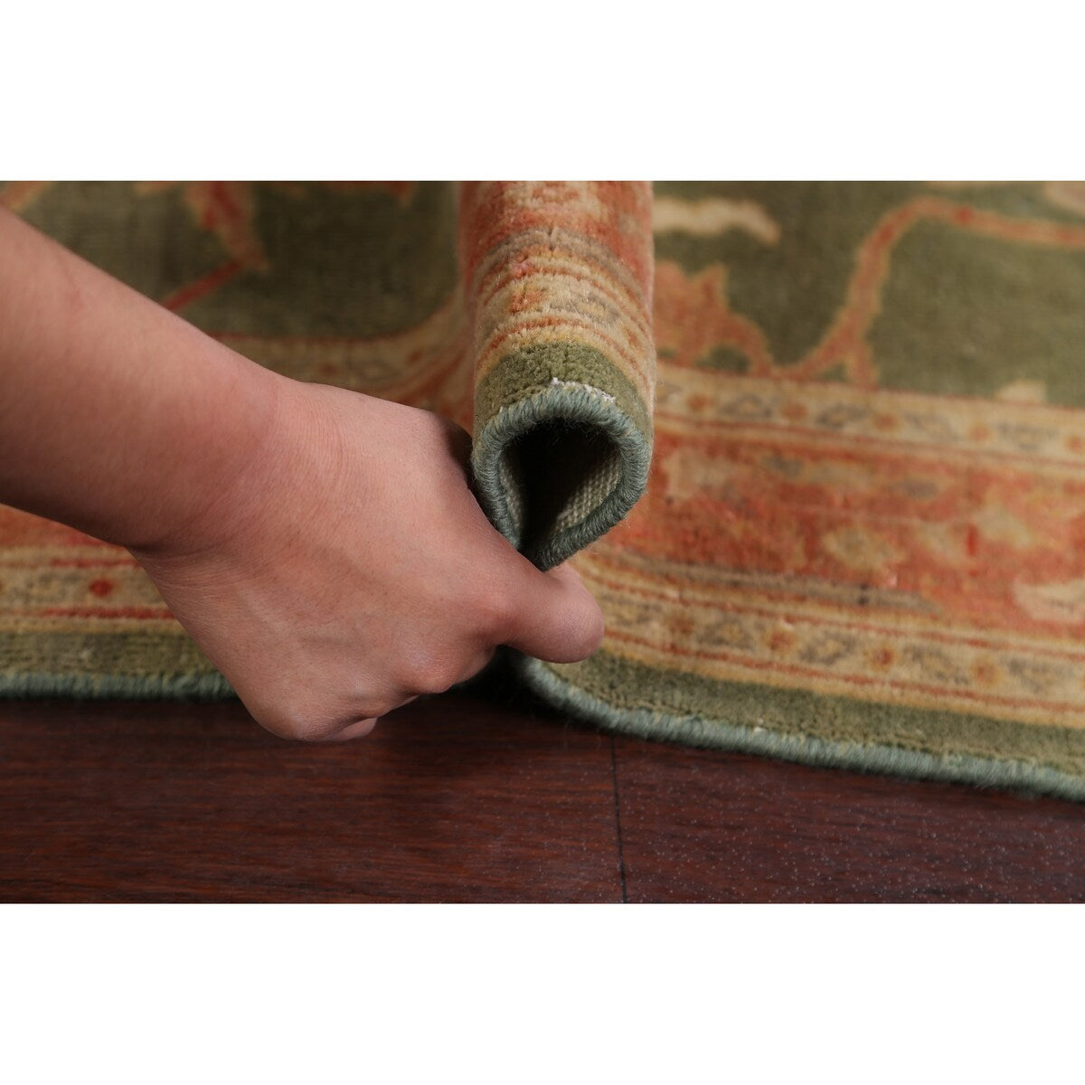 Vegetable Dye Green Floral Oushak Oriental Runner Rug Wool Handmade - 2'8" x 9'9"
