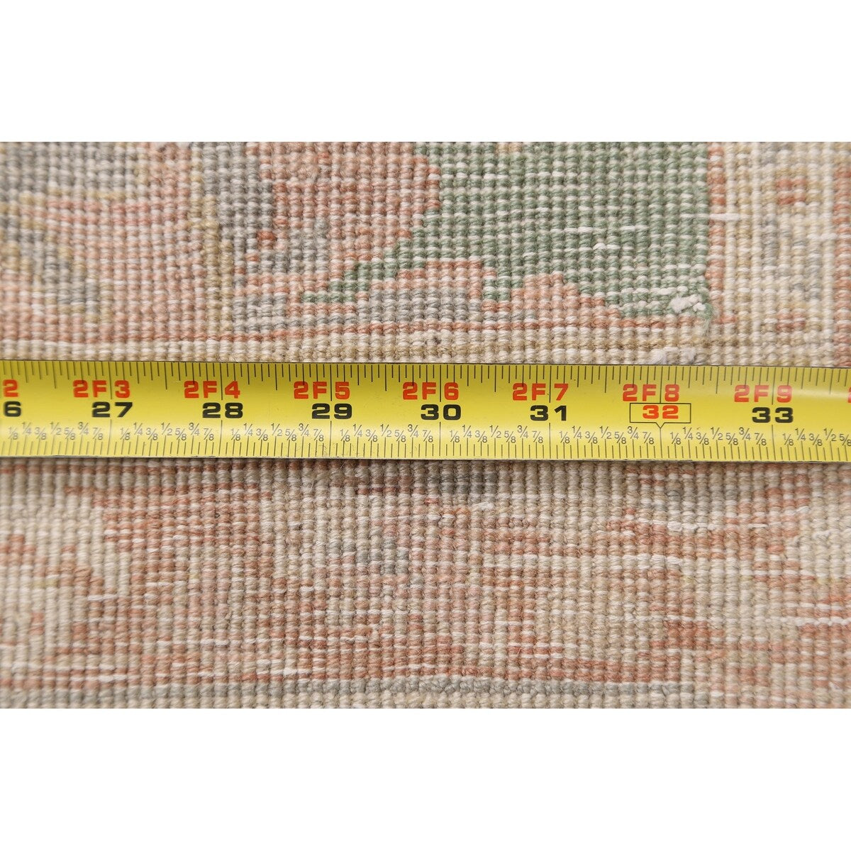 Vegetable Dye Green Floral Oushak Oriental Runner Rug Wool Handmade - 2'8" x 9'9"