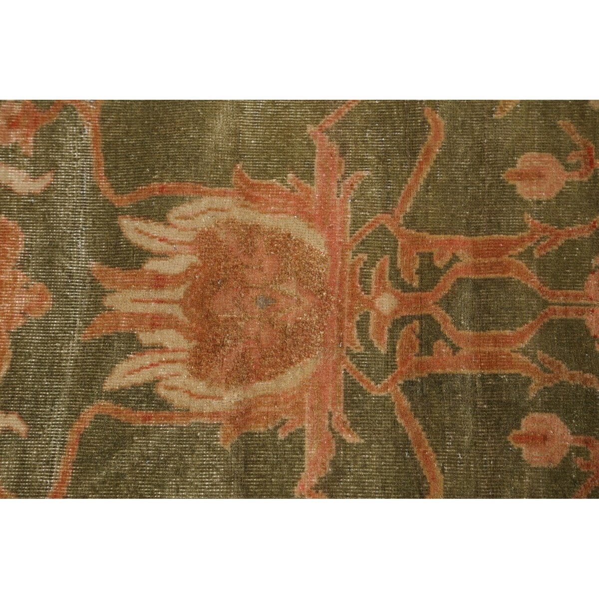 Vegetable Dye Green Floral Oushak Oriental Runner Rug Wool Handmade - 2'8" x 9'9"