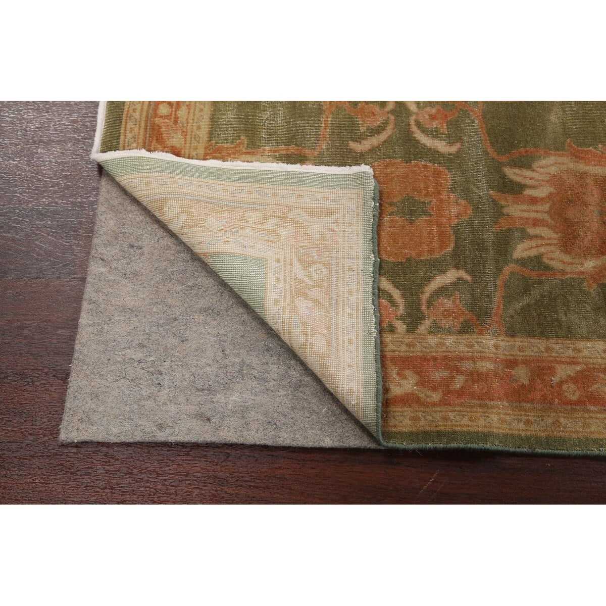 Vegetable Dye Green Floral Oushak Oriental Runner Rug Wool Handmade - 2'8" x 9'9"