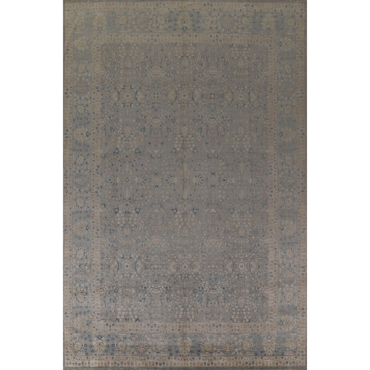 Vegetable Dye Grey Ziegler Large Rug Handmade Wool Carpet - 10'0" x 14'5"