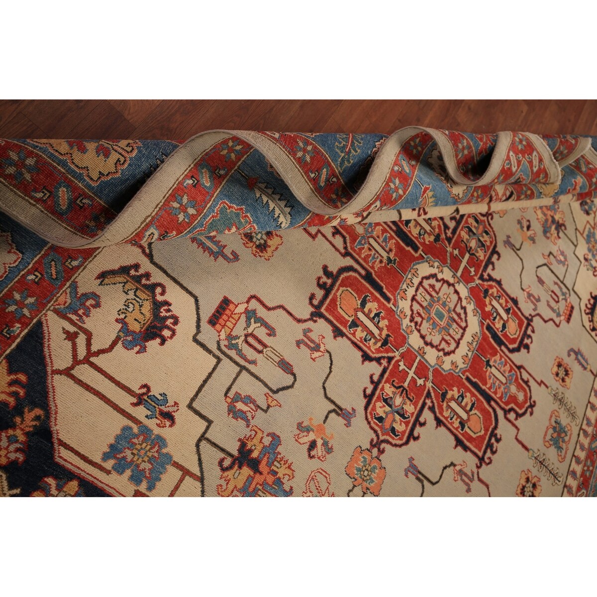 Vegetable Dye Heriz Area Rug Handmade Wool Carpet - 8'0" x 10'1"