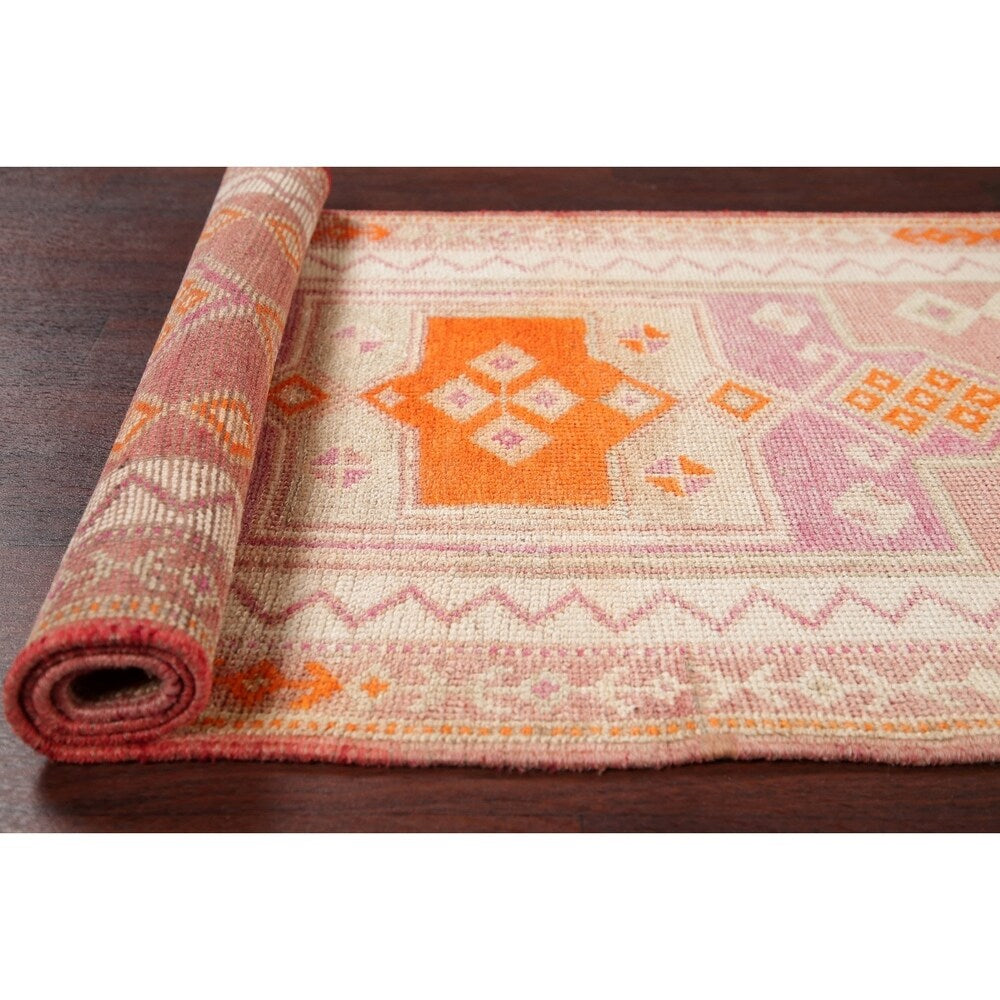 Vegetable Dye Kazak Oriental Hand Knotted Wool Turkish Rug - 11'1" x 2'9" Runner
