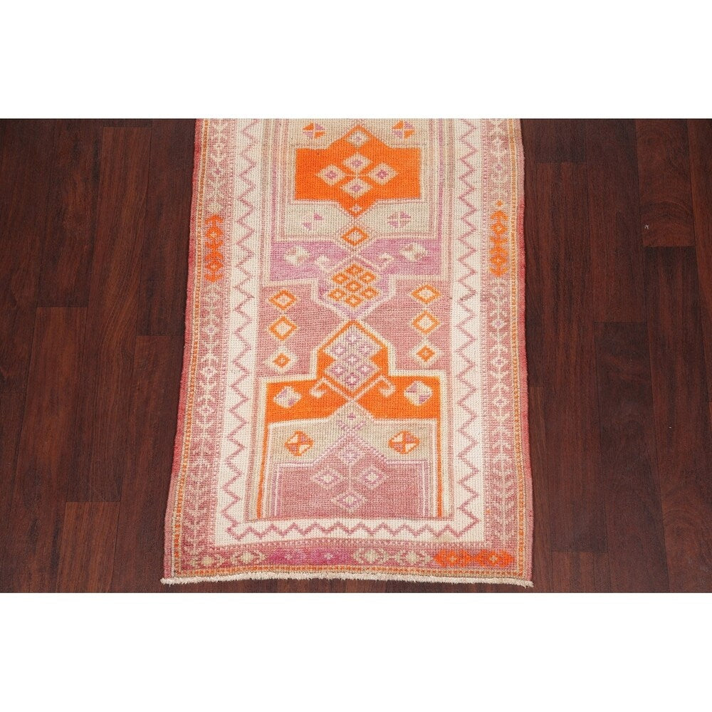 Vegetable Dye Kazak Oriental Hand Knotted Wool Turkish Rug - 11'1" x 2'9" Runner