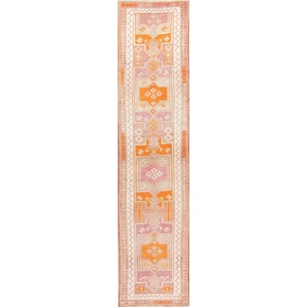 Vegetable Dye Kazak Oriental Hand Knotted Wool Turkish Rug - 11'1" x 2'9" Runner