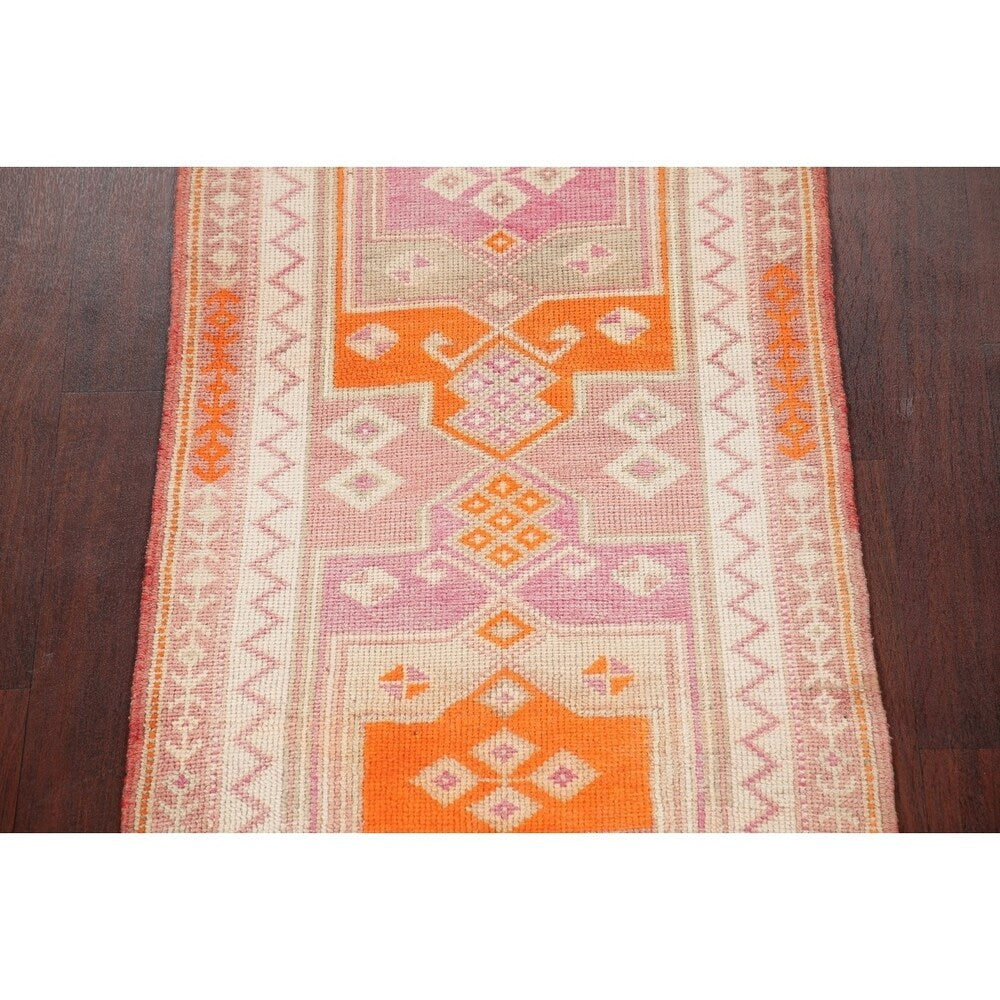 Vegetable Dye Kazak Oriental Hand Knotted Wool Turkish Rug - 11'1" x 2'9" Runner