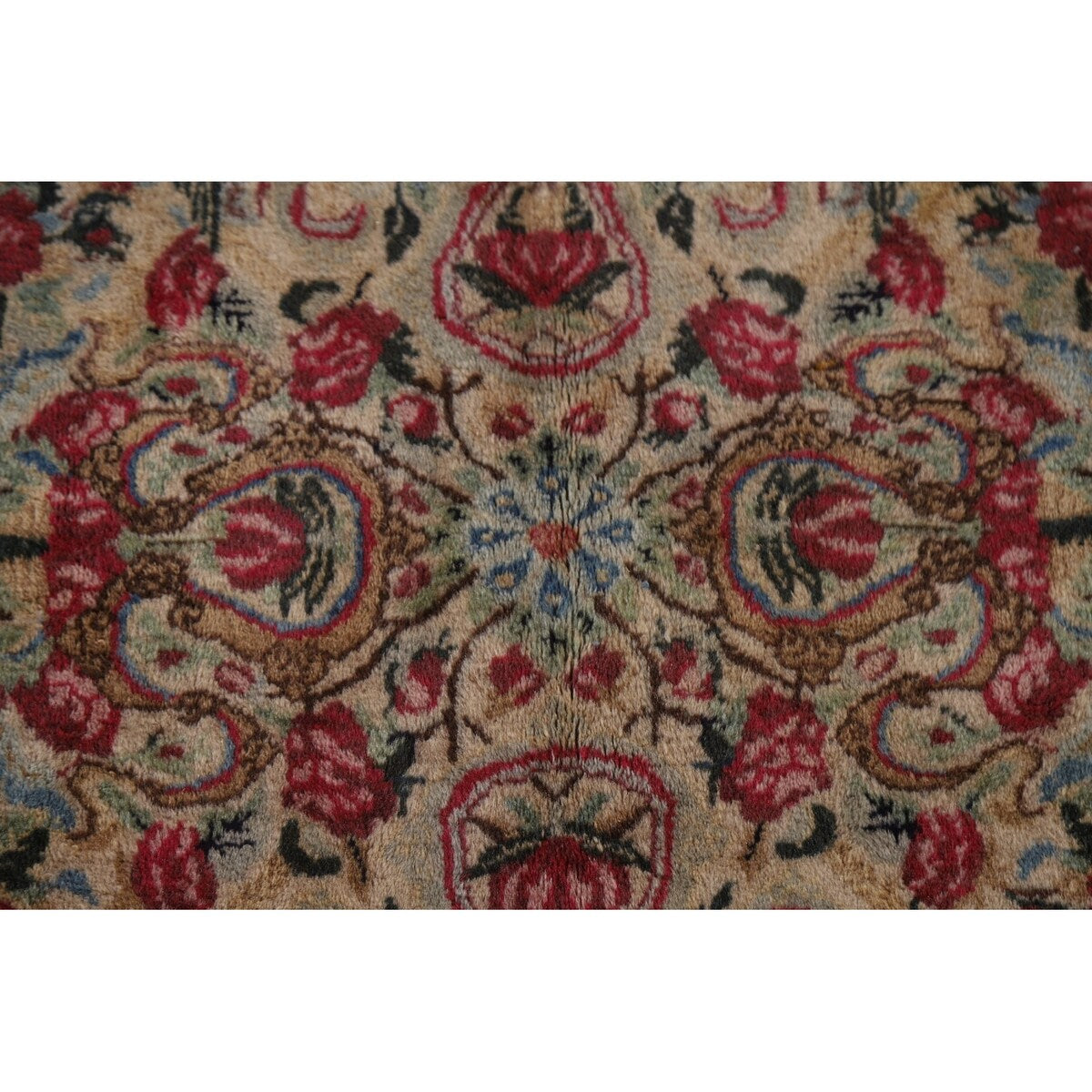 Vegetable Dye Kerman Persian Antique Area Rug Handmade Wool Carpet - 8'9" x 11'9"