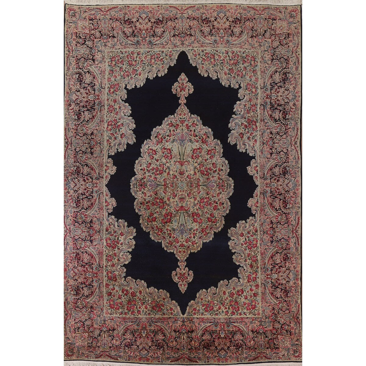 Vegetable Dye Kerman Persian Antique Area Rug Handmade Wool Carpet - 8'9" x 11'9"
