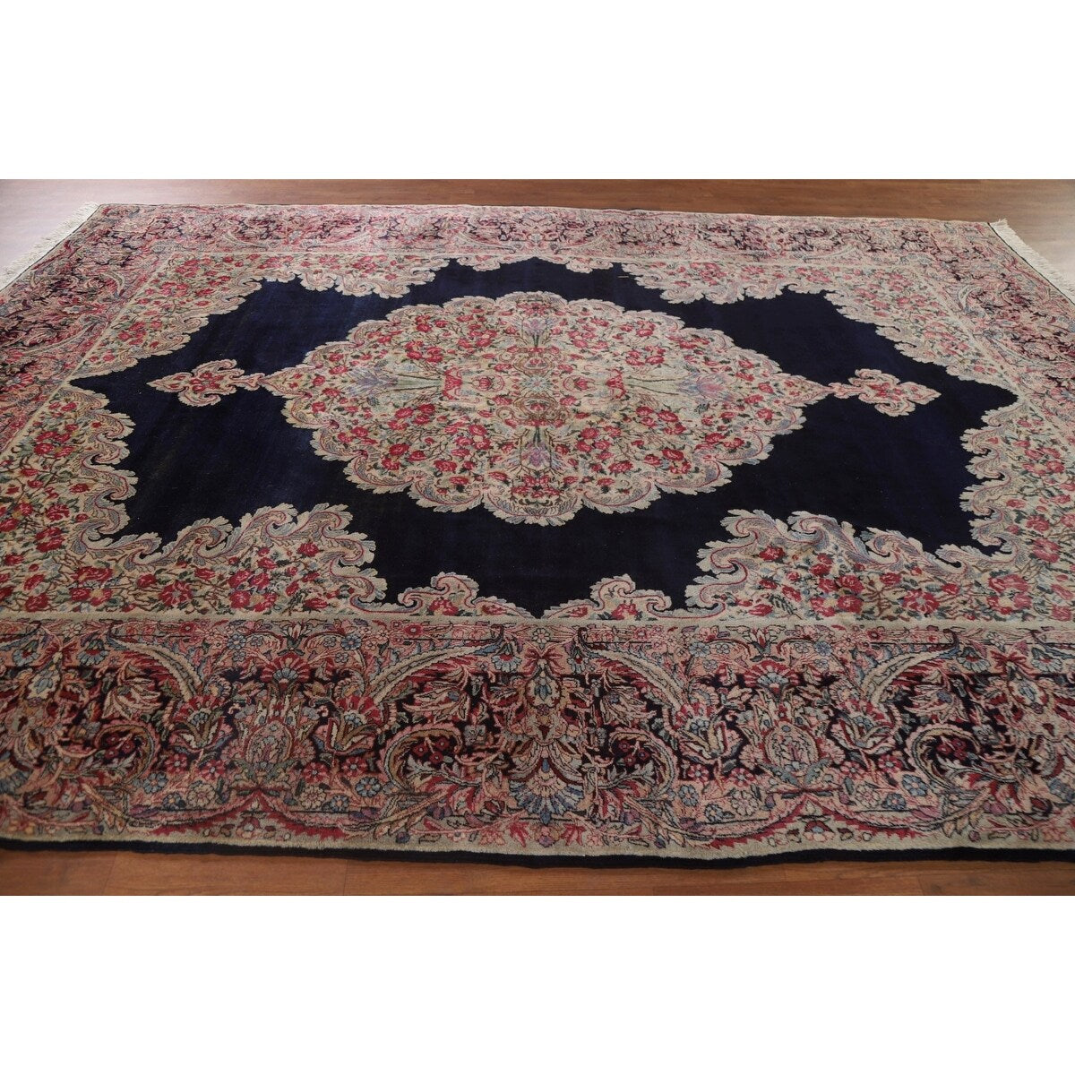 Vegetable Dye Kerman Persian Antique Area Rug Handmade Wool Carpet - 8'9" x 11'9"