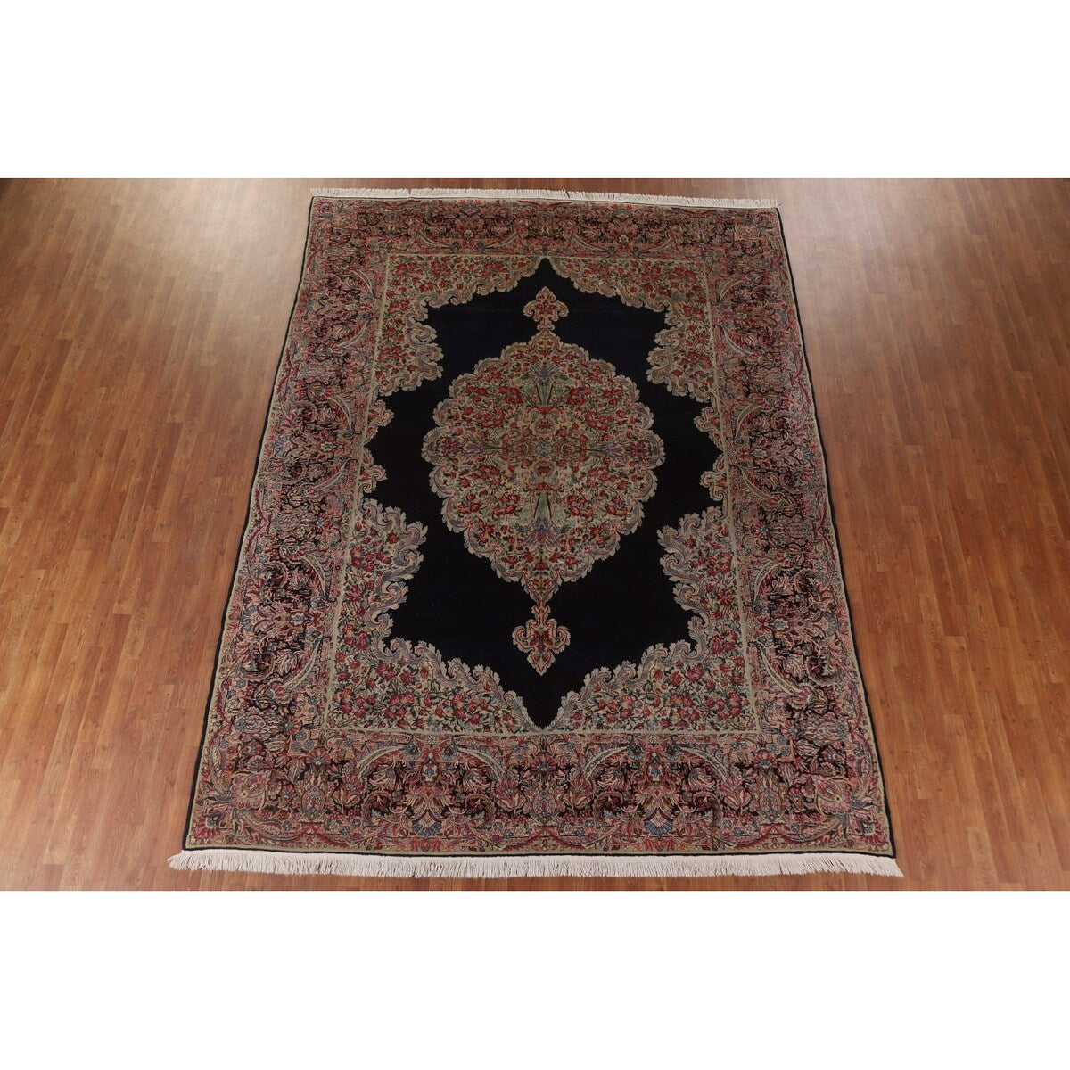 Vegetable Dye Kerman Persian Antique Area Rug Handmade Wool Carpet - 8'9" x 11'9"