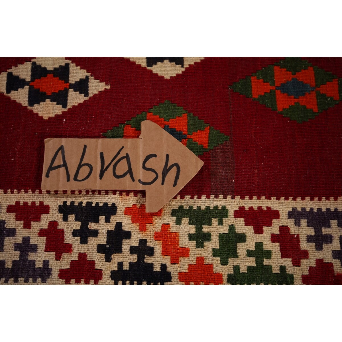 Vegetable Dye Kilim Qashqai Persian Vintage Flatweave Red Wool Carpet - 4'2" X 9'5"