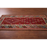 Vegetable Dye Kilim Qashqai Persian Vintage Flatweave Red Wool Carpet - 4'2" X 9'5"