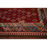Vegetable Dye Kilim Qashqai Persian Vintage Flatweave Red Wool Carpet - 4'2" X 9'5"