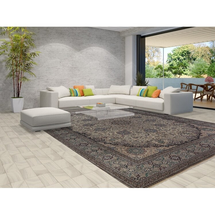 Vegetable Dye Nain Persian Large Rug Handmade Wool And Silk Carpet - 10'9" x 14'5"