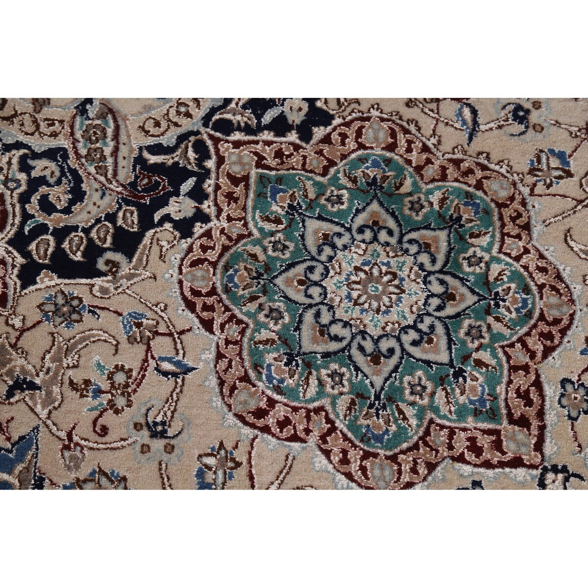 Vegetable Dye Nain Persian Large Rug Handmade Wool And Silk Carpet - 10'9" x 14'5"