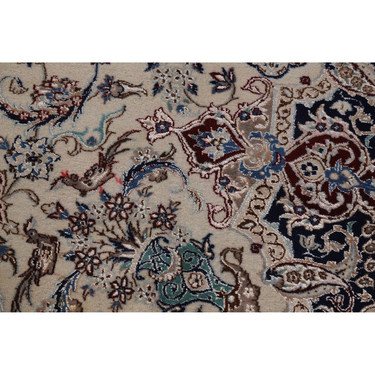 Vegetable Dye Nain Persian Large Rug Handmade Wool And Silk Carpet - 10'9" x 14'5"