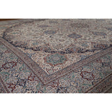 Vegetable Dye Nain Persian Large Rug Handmade Wool And Silk Carpet - 10'9" x 14'5"