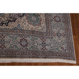 Vegetable Dye Nain Persian Large Rug Handmade Wool And Silk Carpet - 10'9" x 14'5"