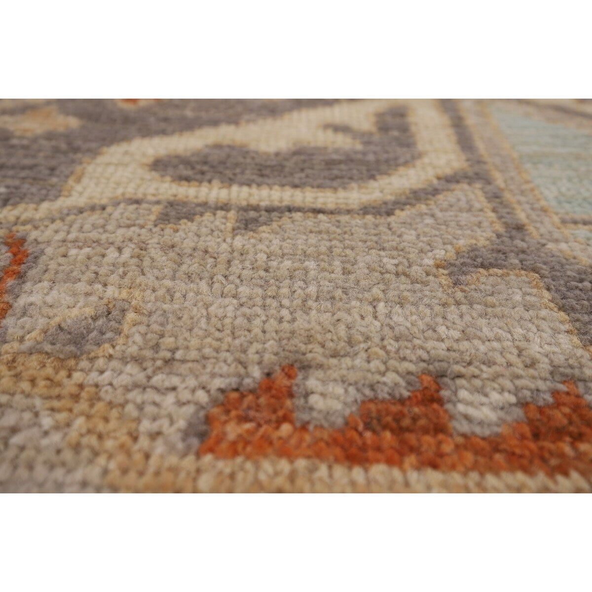 Vegetable Dye Oushak Area Rug Handmade Grey Wool Carpet - 8'4"x 10'10"