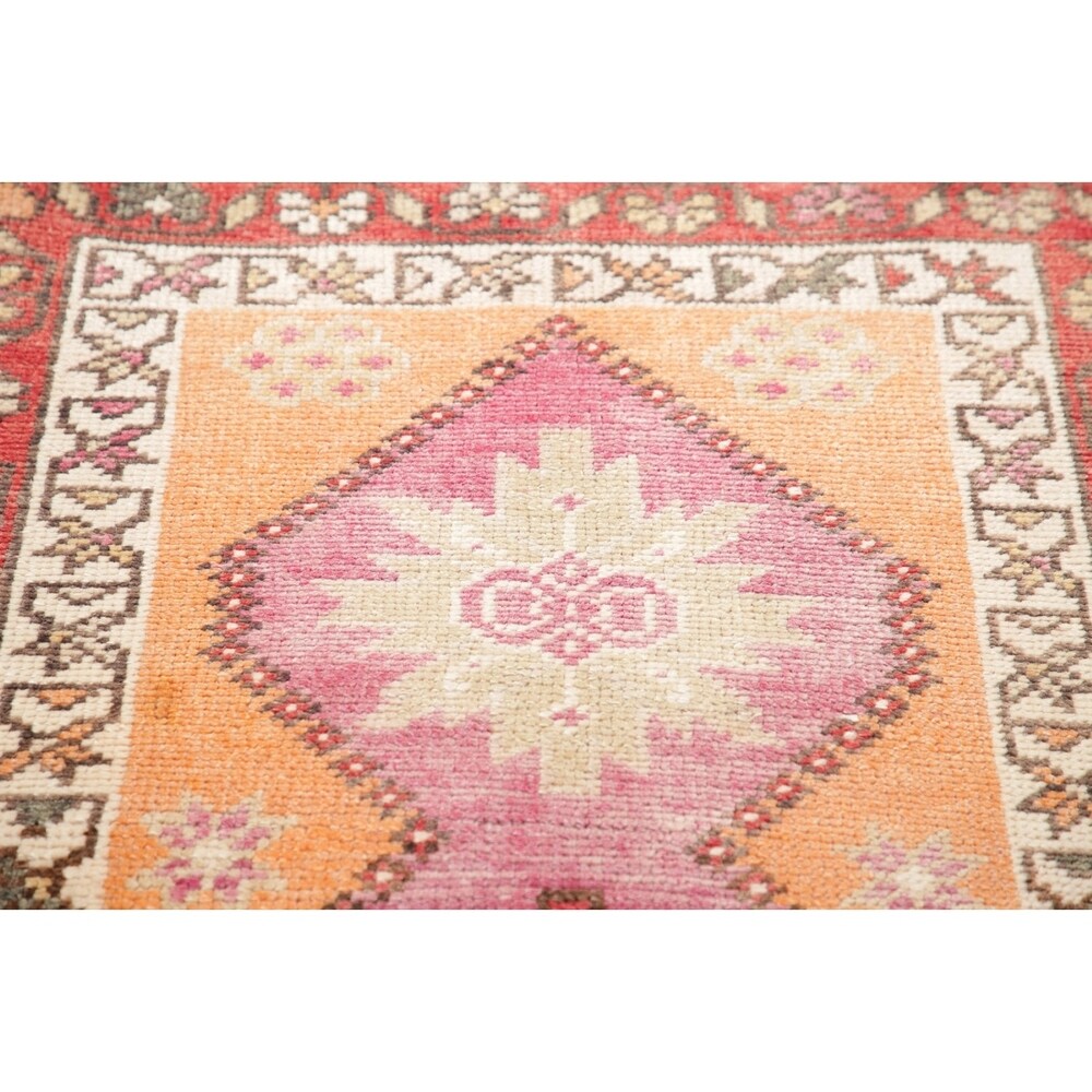 Vegetable Dye Oushak Oriental Hand Knotted Wool Turkish Rug - 11'11" x 2'10" Runner