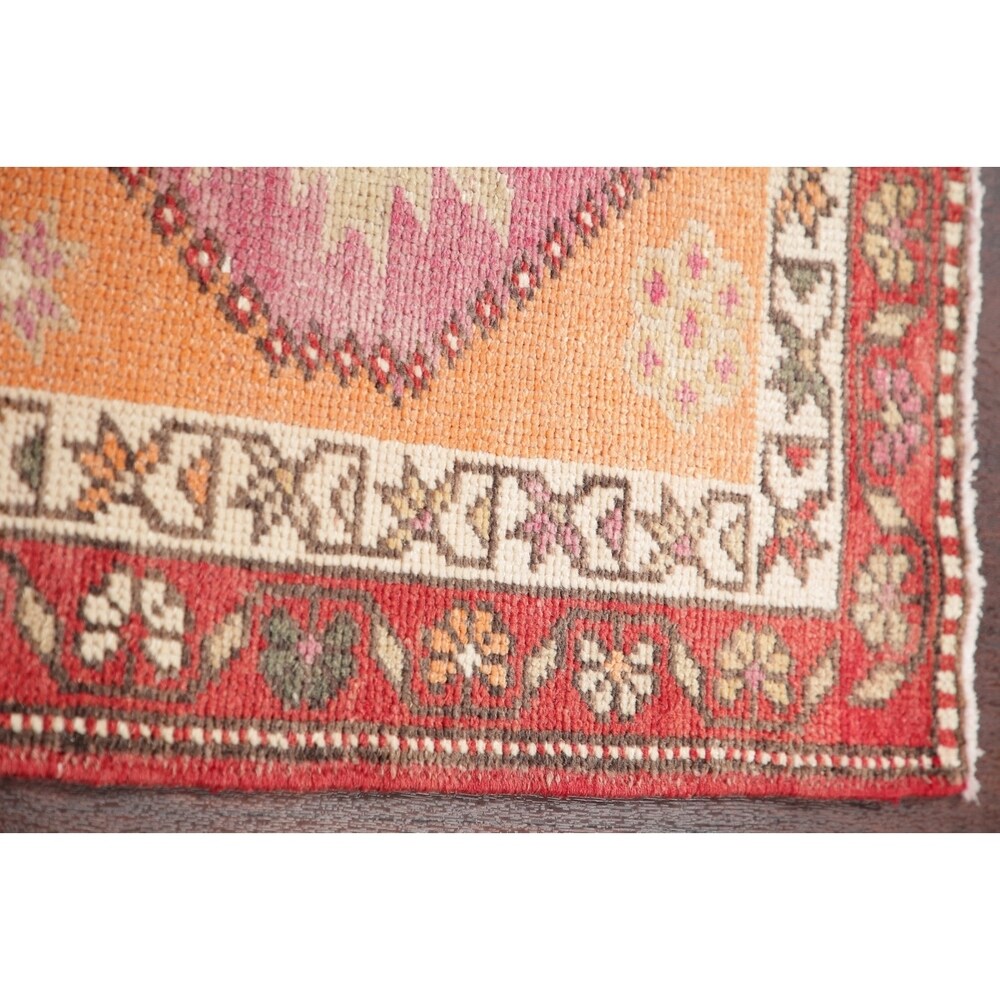 Vegetable Dye Oushak Oriental Hand Knotted Wool Turkish Rug - 11'11" x 2'10" Runner