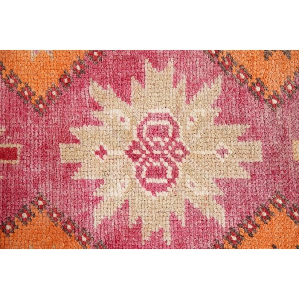 Vegetable Dye Oushak Oriental Hand Knotted Wool Turkish Rug - 11'11" x 2'10" Runner