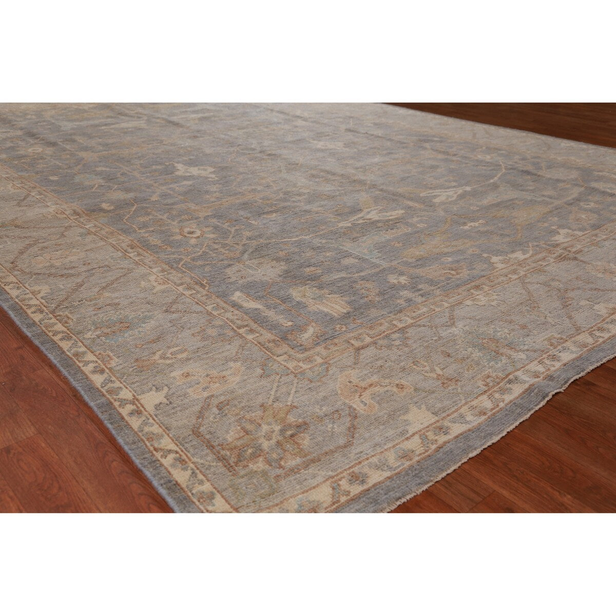Vegetable Dye Oushak Turkish Rug Handmade Living Room Wool Carpet - 9'1" x 12'5"