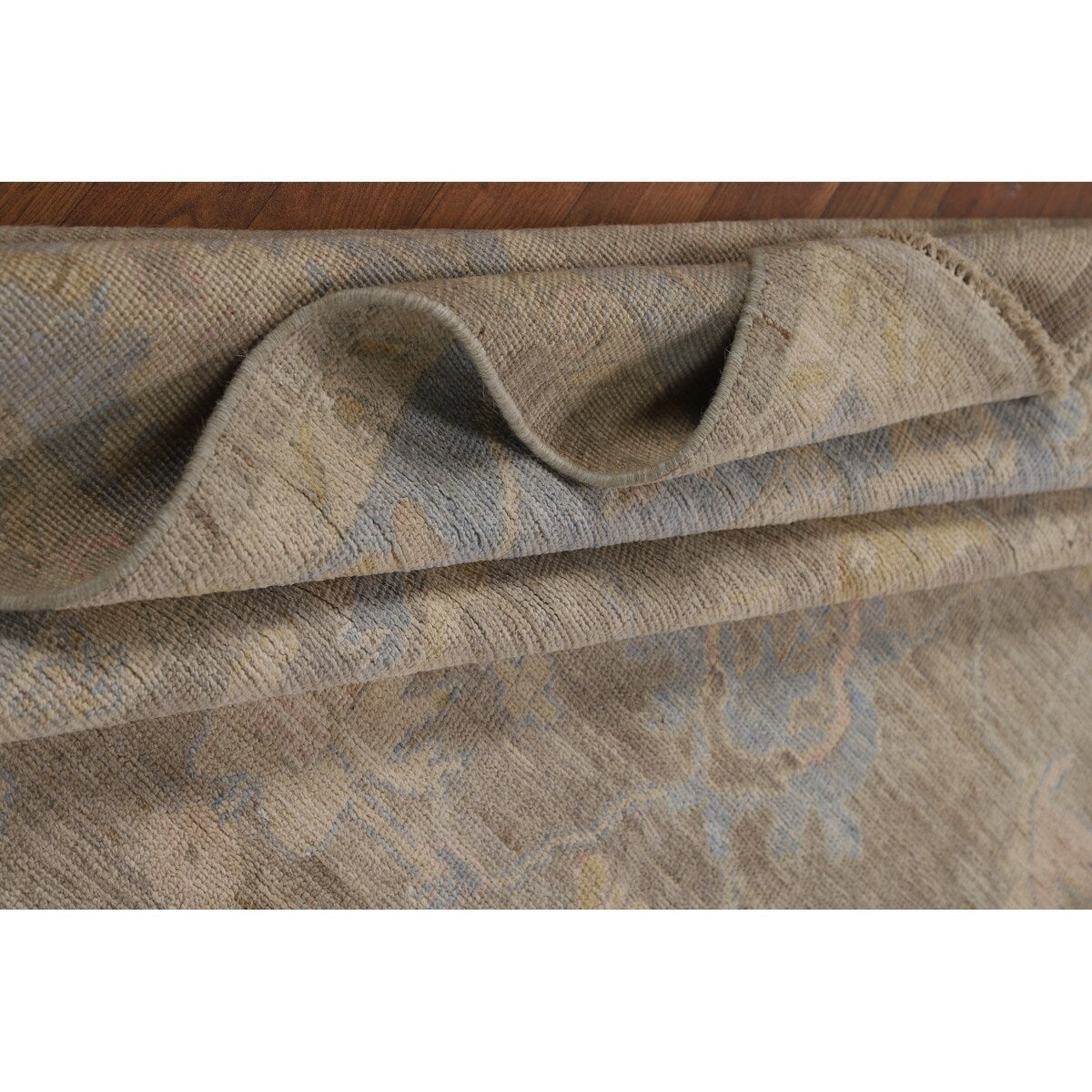 Vegetable Dye Oushak Turkish Rug Handmade Transitional Wool Carpet - 7'11"x 9'10"