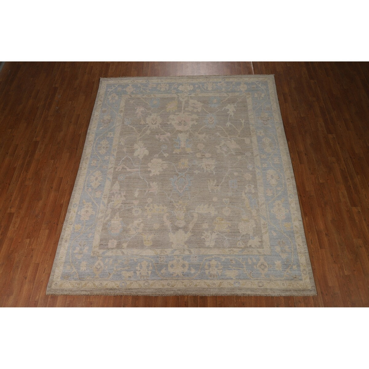 Vegetable Dye Oushak Turkish Rug Handmade Transitional Wool Carpet - 7'11"x 9'10"
