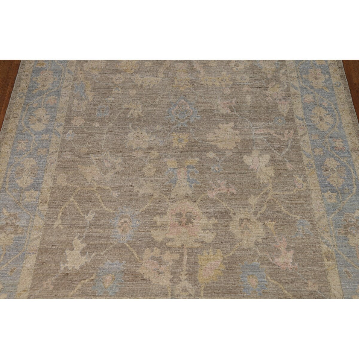 Vegetable Dye Oushak Turkish Rug Handmade Transitional Wool Carpet - 7'11"x 9'10"