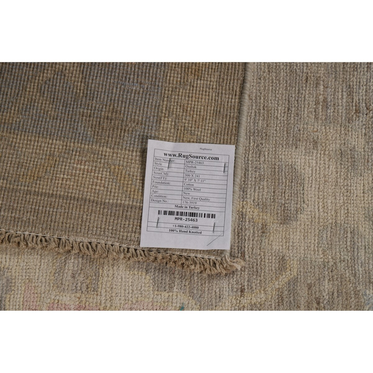 Vegetable Dye Oushak Turkish Rug Handmade Transitional Wool Carpet - 7'11"x 9'10"
