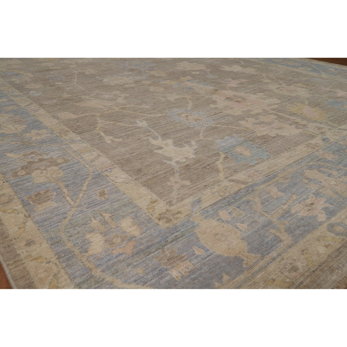 Vegetable Dye Oushak Turkish Rug Handmade Transitional Wool Carpet - 7'11"x 9'10"