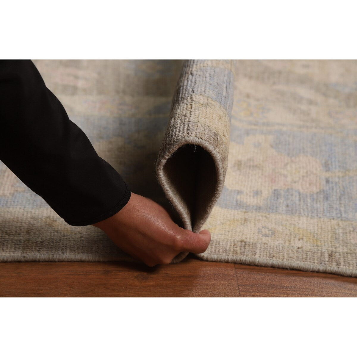 Vegetable Dye Oushak Turkish Rug Handmade Transitional Wool Carpet - 7'11"x 9'10"