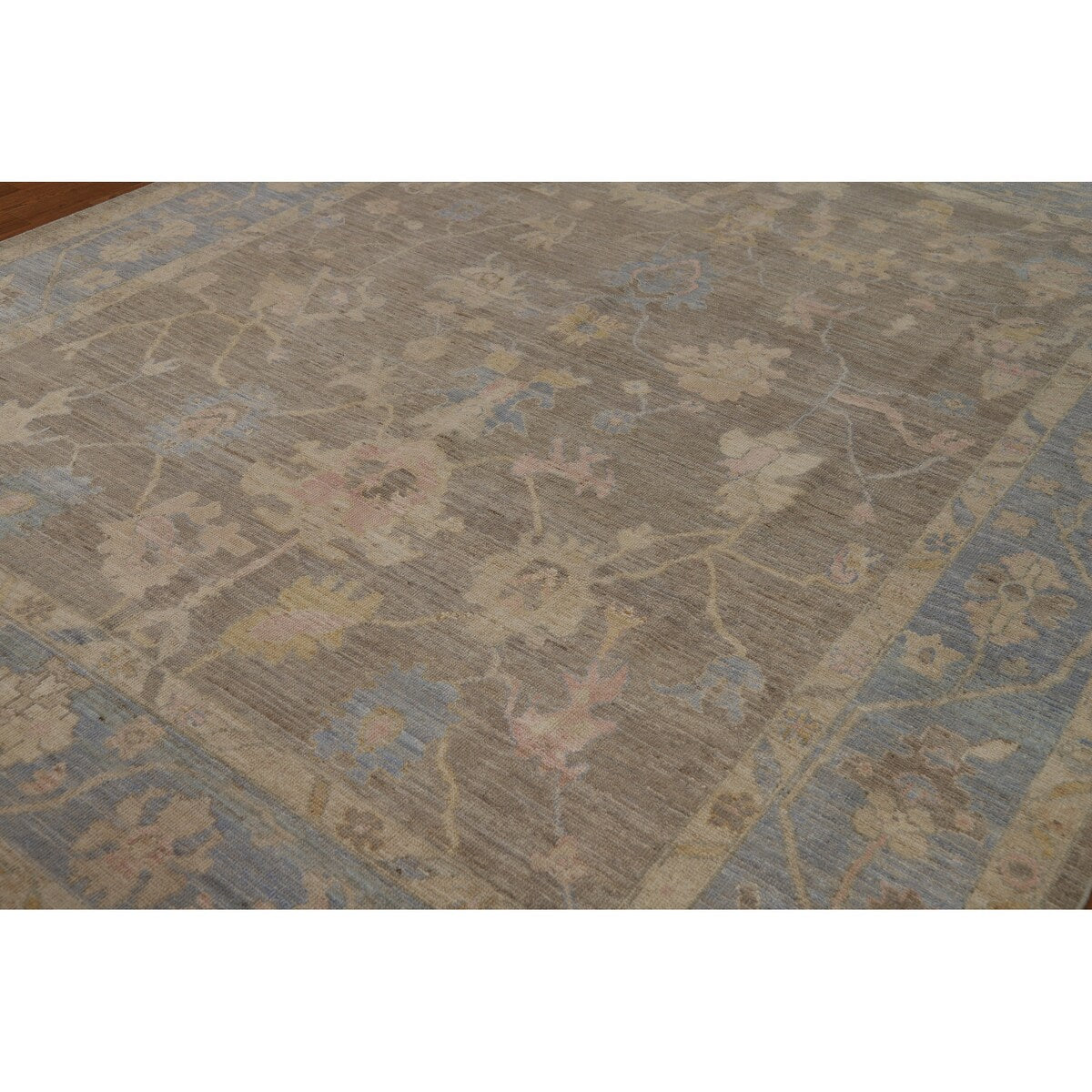 Vegetable Dye Oushak Turkish Rug Handmade Transitional Wool Carpet - 7'11"x 9'10"