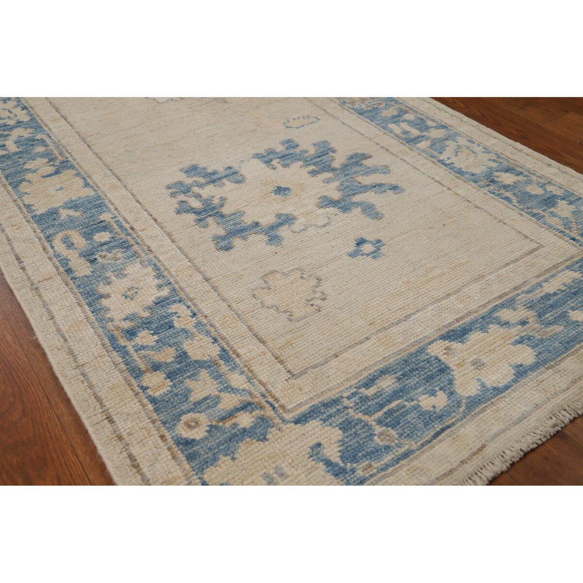 Vegetable Dye Oushak Turkish Runner Rug Hallway Handmade Wool Carpet - 2'7" x 13'2"