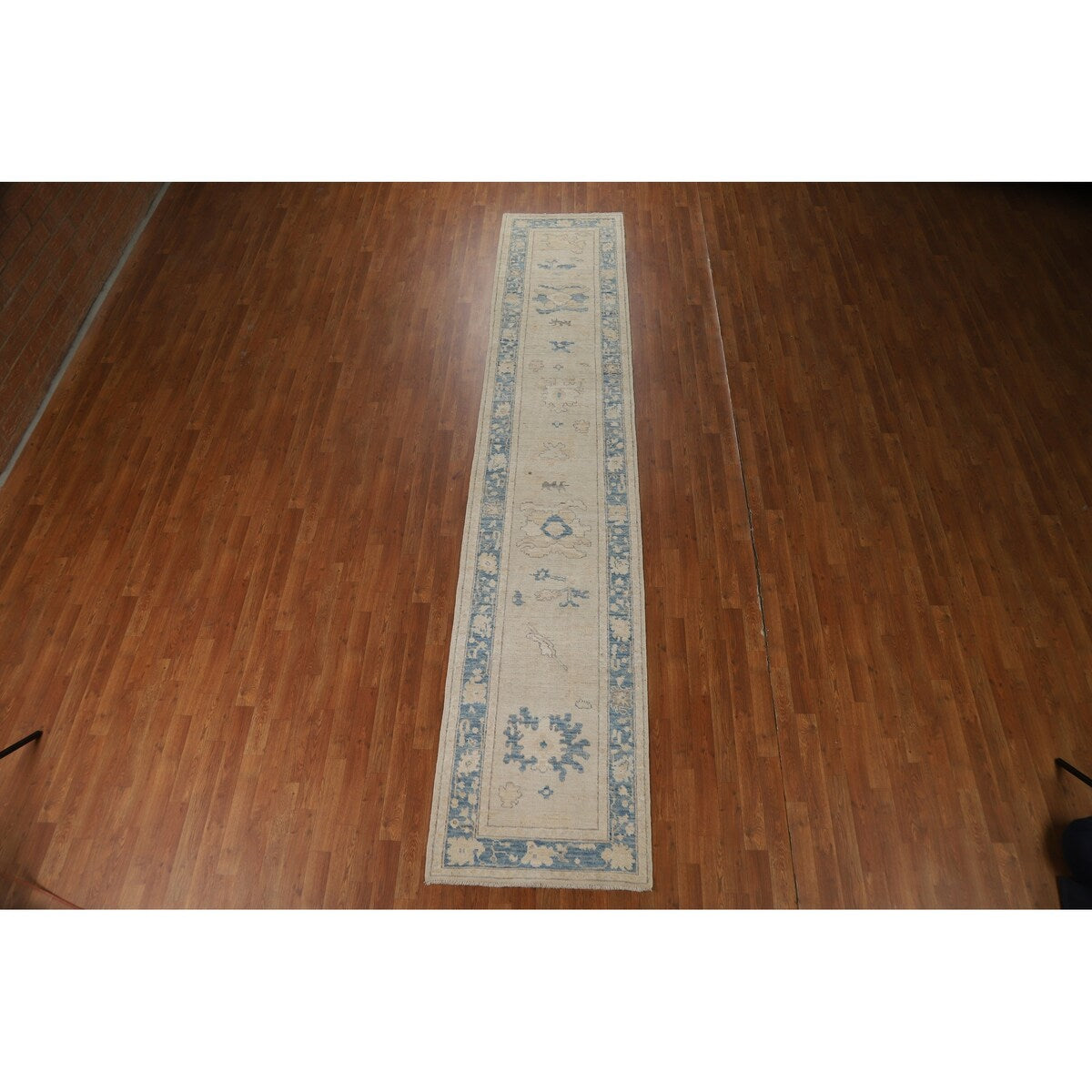 Vegetable Dye Oushak Turkish Runner Rug Hallway Handmade Wool Carpet - 2'7" x 13'2"