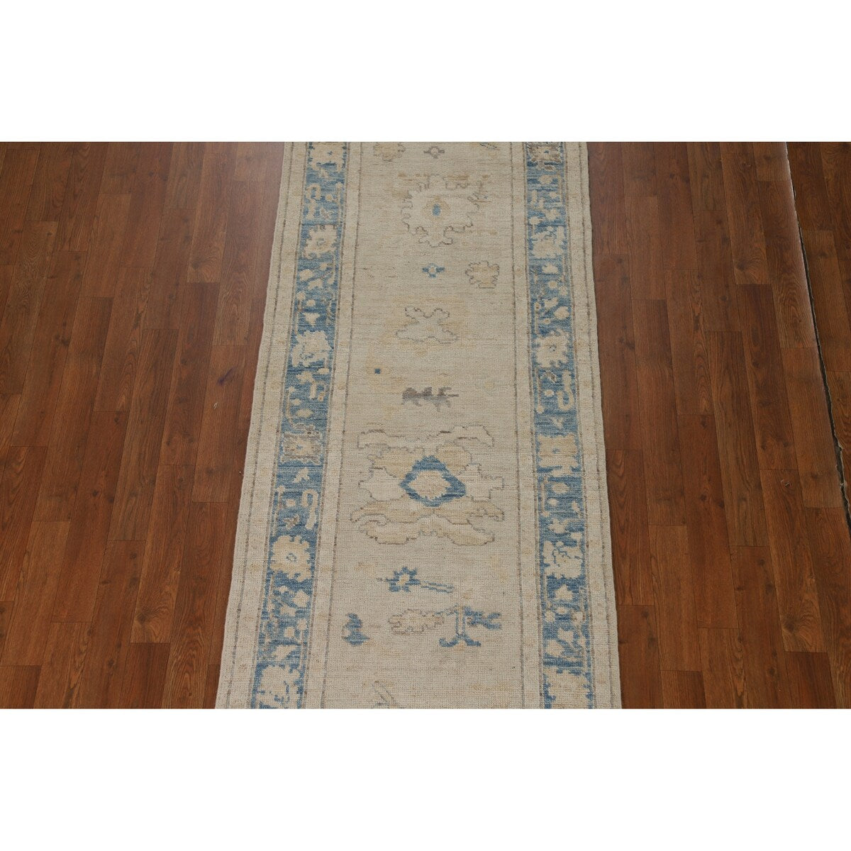 Vegetable Dye Oushak Turkish Runner Rug Hallway Handmade Wool Carpet - 2'7" x 13'2"