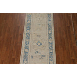 Vegetable Dye Oushak Turkish Runner Rug Hallway Handmade Wool Carpet - 2'7" x 13'2"