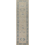 Vegetable Dye Oushak Turkish Runner Rug Hallway Handmade Wool Carpet - 2'7" x 13'2"