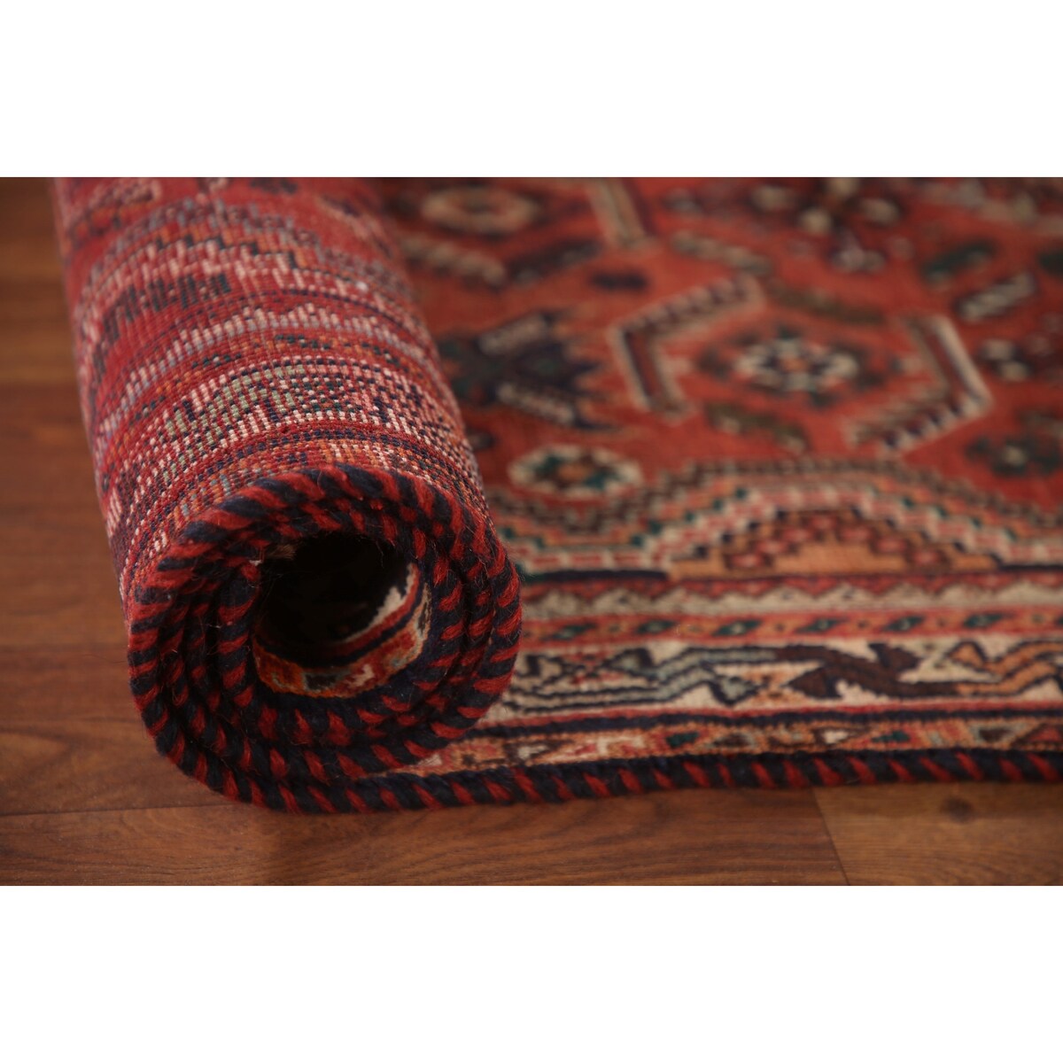Vegetable Dye Shiraz Persian Vintage Runner Rug Handmade Wool Carpet - 3'6"x 8'11"