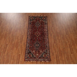 Vegetable Dye Shiraz Persian Vintage Runner Rug Handmade Wool Carpet - 3'6"x 8'11"