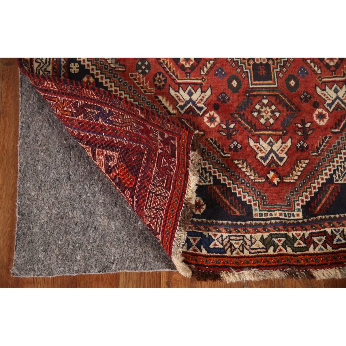 Vegetable Dye Shiraz Persian Vintage Runner Rug Handmade Wool Carpet - 3'6"x 8'11"