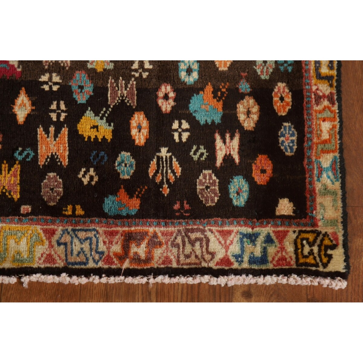 Vegetable Dye Sirjan Persian Vintage Area Rug Hand-Knotted Wool Carpet - 3'4"x 5'2"