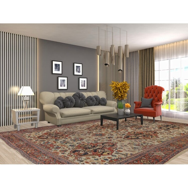 Vegetable Dye Sultanabad Ziegler Persian Area Rug Handmade Wool Carpet - 8'8" x 11'10"